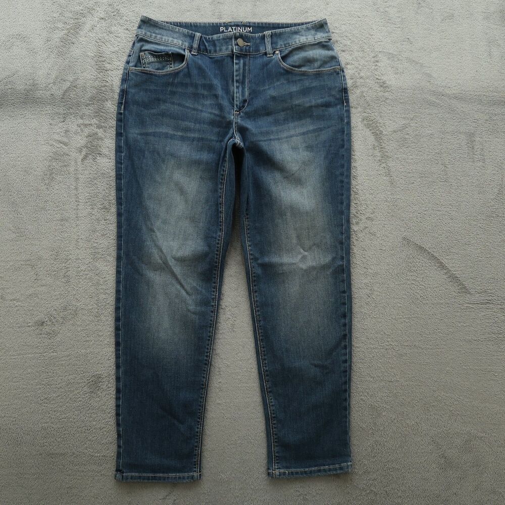 Chico's Platinum Jeans Women's Size 0.5 US-6 Blue Mid-Rise Straight 27" Inseam
